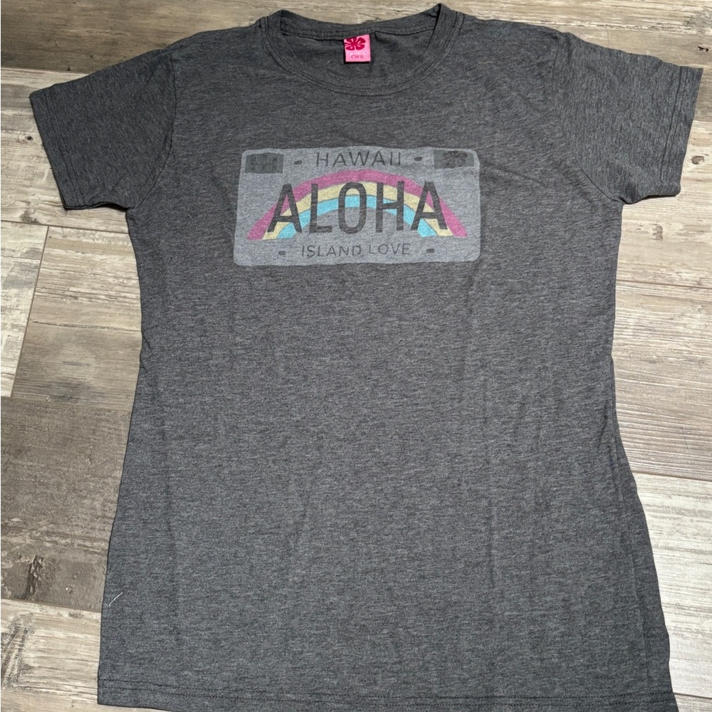 Gray Aloha Graphic T-Shirt medium
